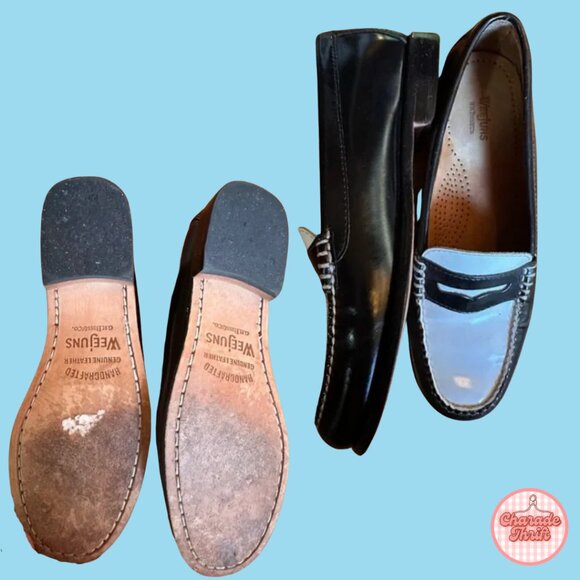 BH Bass & Co Weejuns Black/White Penny Loafers - Picture 2 of 3